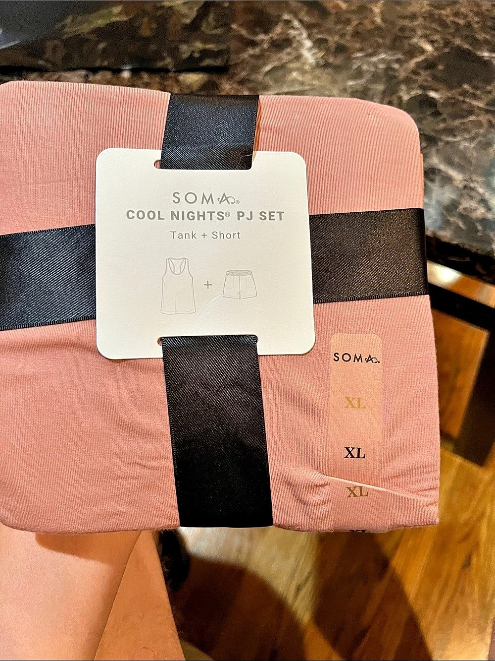Soma Cool Nights PJ Set Pajama Set in Pink & White XL NWT
